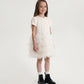 Gulliver White Tencel and Mesh Dress with Ruffles for Girl Mini- Party Art Deco