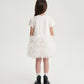 Gulliver White Tencel and Mesh Dress with Ruffles for Girl Mini- Party Art Deco