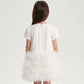 Gulliver White Tencel and Mesh Dress with Ruffles for Girl Mini- Party Art Deco