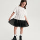 Gulliver White Layered-Effect Dress with Rhinestone Mesh for Girl Mini- Party Art Deco