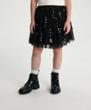 Gulliver Black Mesh Skirt with Sequins for Girl Mini- Party Art Deco