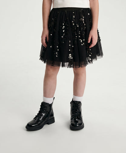 Gulliver Black Mesh Skirt with Sequins for Girl Mini- Party Art Deco