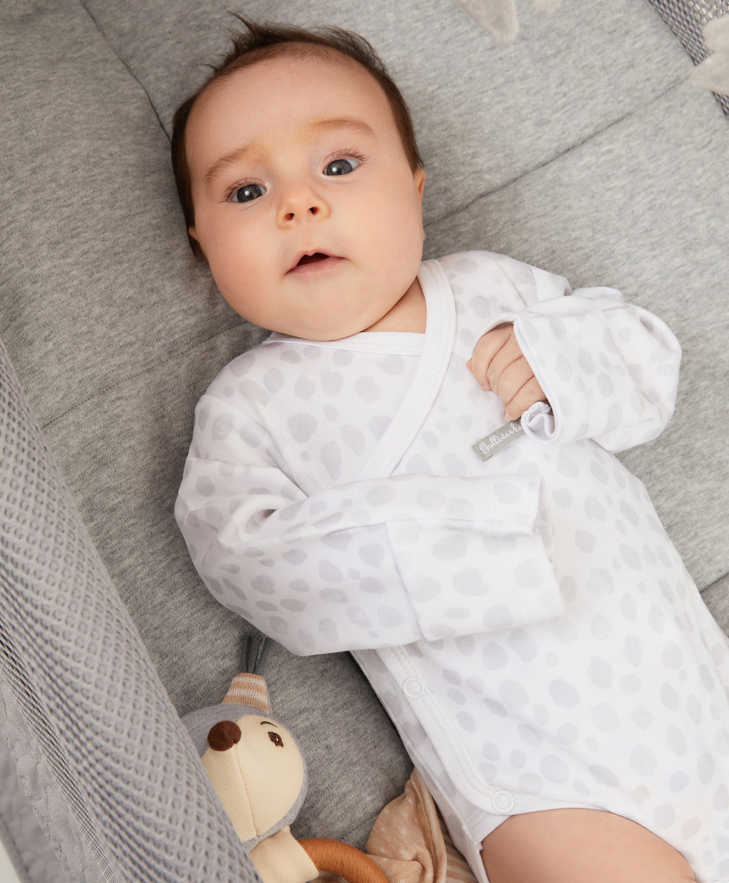 Gulliver Newborn bodysuit, set of 3 pcs Gray Unisex-Snow Leopard