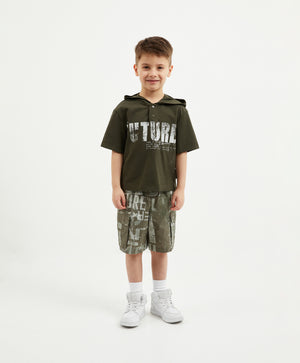 Gulliver Khaki Hooded Polo  T-Shirt for Boy Mini-Expedition