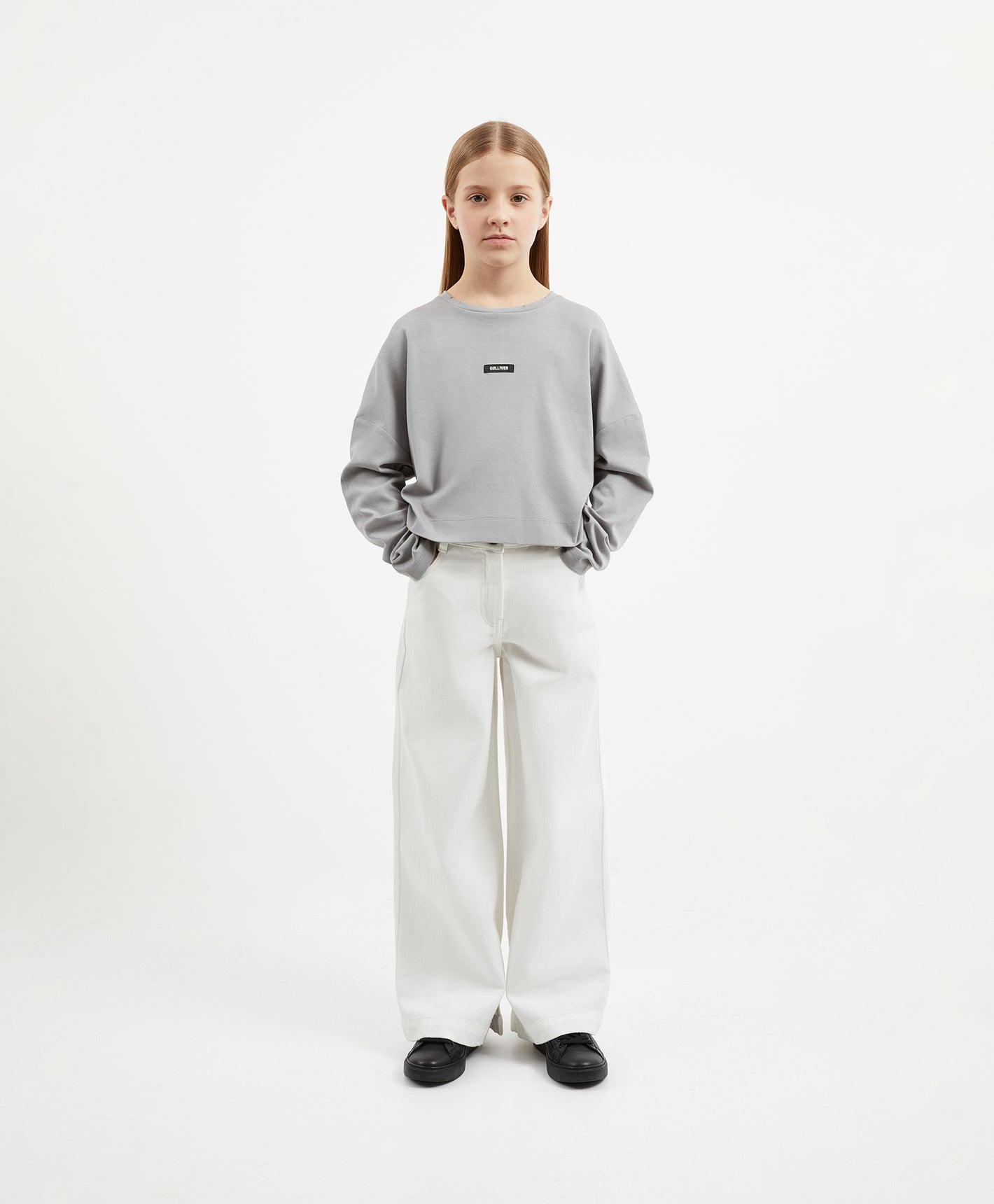 Gulliver Gray Cropped Long Sleeve T-shirt for Girl Junior-Arboretum