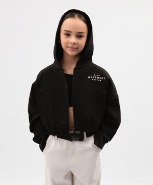 Gulliver Black Hooded Sweatshirt With Zipper for Girls - Junior
