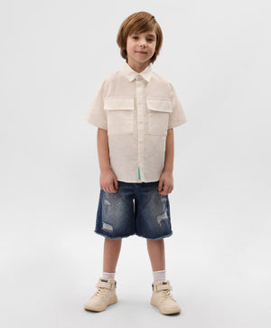 Gulliver White Short Sleeve Shirt for Boys - Mini