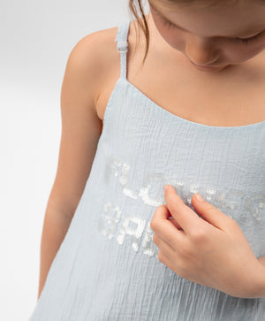 Gulliver Light Blue Short Sleeve Dress for Girls - Mini