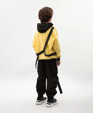 Gulliver Black jogger pants for boys with a print and cargo pockets
