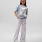 Gulliver Oversized T-shirt for girls with transparent sequins decor blue