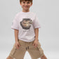 Gulliver White boys' T-shirt in a relaxed oversized fit made of organic cotton with a print