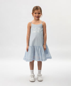 Gulliver Light Blue Short Sleeve Dress for Girls - Mini