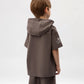 Gulliver Brown hooded T-shirt for boys in a relaxed oversized fit, made of organic cotton with a print