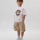 Gulliver White boys' T-shirt in a relaxed oversized fit made of organic cotton with a print