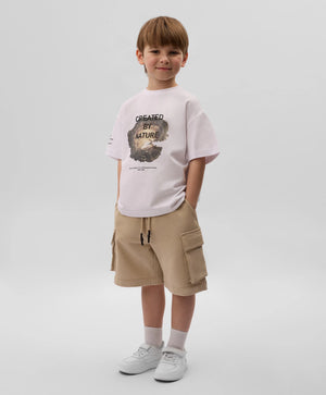 Gulliver White boys' T-shirt in a relaxed oversized fit made of organic cotton with a print