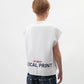 Gulliver White oversized tank top for boys with a print