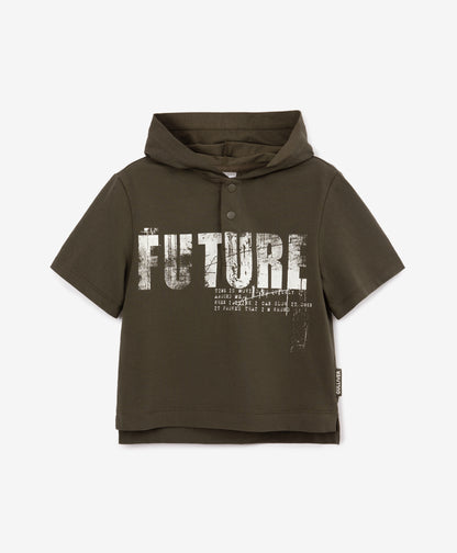 Gulliver Khaki Hooded Polo  T-Shirt for Boy Mini-Expedition
