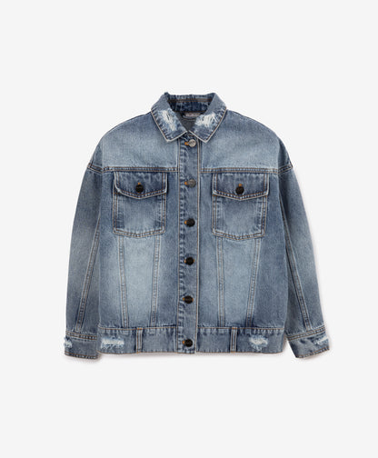 Gulliver Light Blue Denim Jacket for Girl Junior-Hot Heart