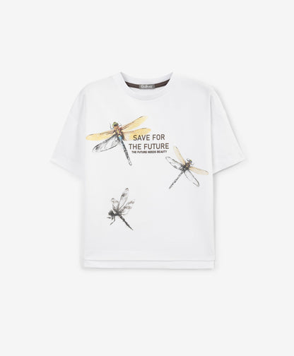Gulliver White T-shirt for girls made of organic cotton