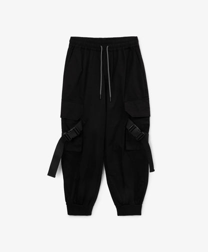 Gulliver Black jogger pants for boys with a print and cargo pockets