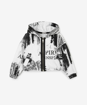 Gulliver Black And White Hooded Sweatshirt With Zipper for Girls - Mini