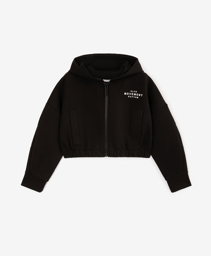 Gulliver Black Hooded Sweatshirt With Zipper for Girls - Junior