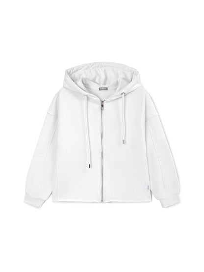Gulliver White Hooded Sweatshirt With Zipper for Girls - Junior