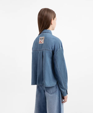 Gulliver Blue Denim Long-Sleeve Blouse for Girls