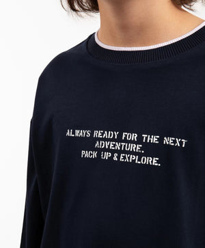 Gulliver Blue Long Sleeve Top with Drawstring Hem for Boy Junior-Transit