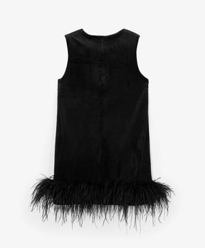 Gulliver Black Velvet Dress with Sequins and Feathers for Girls
