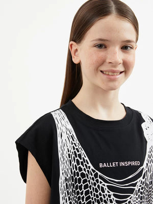 Gulliver Black Knit Tank Top with Destroy Effect for Girl Junior-Ballet