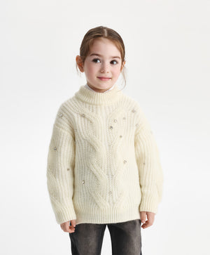 Gulliver Sweater Milky color for Girls Mini - Polar Owl