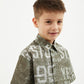 Gulliver Khaki Short-Sleeve Shirt with Print for Boy Mini