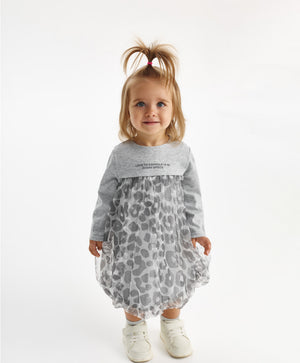 Gulliver Dress Gray for Girls Baby-Snow Leopard