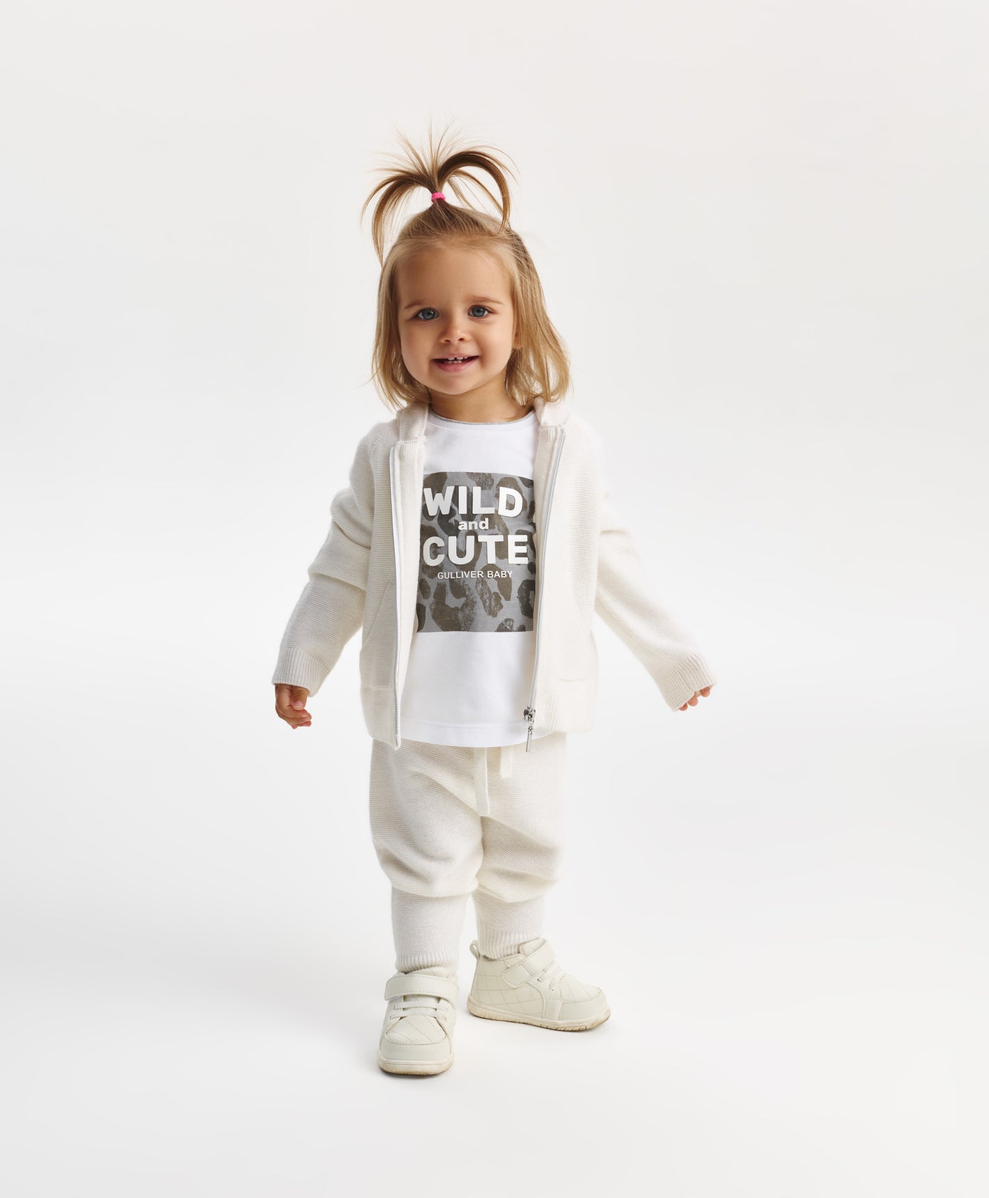 Gulliver Cardigan White for Girls Baby-Snow Leopard