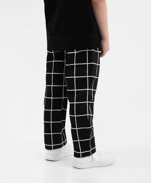 Gulliver Slim-Fit Checkered Black Trousers for Boys