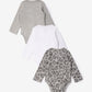 Gulliver Newborn bodysuit, set of 3 pcs Gray for Unisex-Snow Leopard