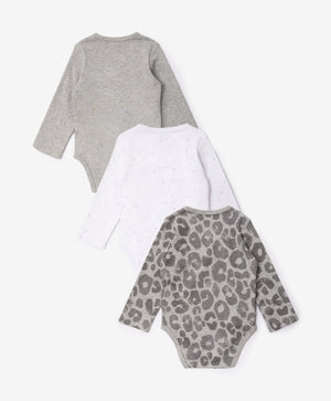 Gulliver Newborn bodysuit, set of 3 pcs Gray for Unisex-Snow Leopard