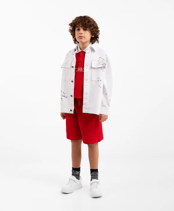 Gulliver Red Pique Shorts with Elastic Waist for Boy Junior-Transit