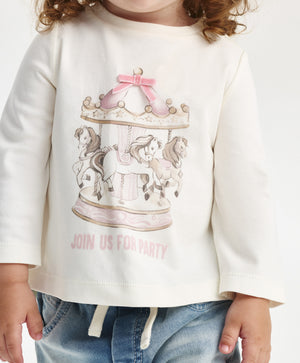 Gulliver Long sleeve t-shirt Milky color for Girls-Carousel