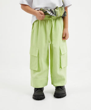 Gulliver Light Green Linen Cargo Pants for Girl Mini-Ecuador