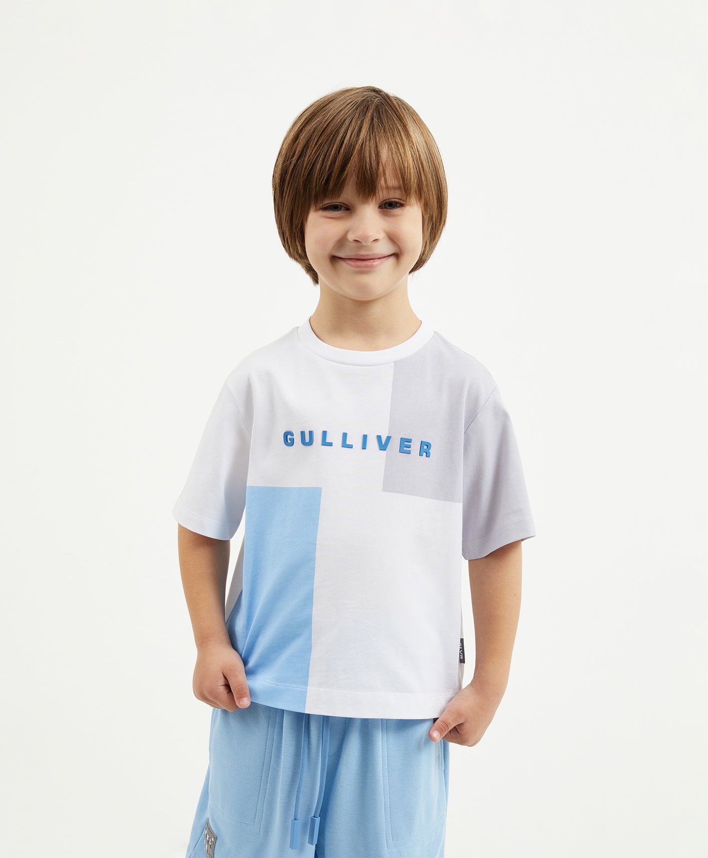 Gulliver White Short Sleeve T-Shirt with Print for Boy Mini-Pixels