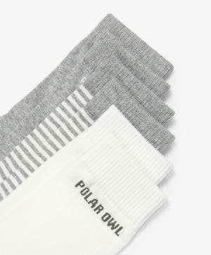 Gulliver Socks, set of 3 pairs Milky color, gray for Girls Mini -Polar Owl