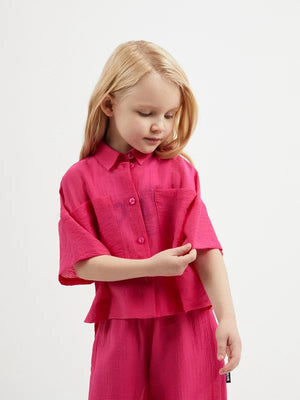 Gulliver Pink Short Sleeve Soft Cotton Shirt for Girl Mini-Smoothie