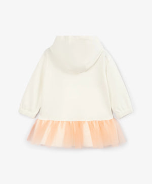Gulliver White long-sleeve children's dress made of fleece fabric