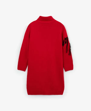 Gulliver Red Knit Dress with Long Sleeves for Girls