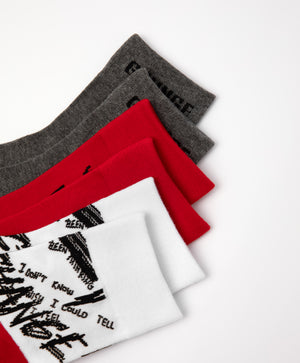Gulliver White, gray, red Socks, set of 3 pairs for Girls