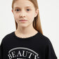 Gulliver Black Oversized Mercerized Interlock T-shirt for Girl Junior-Arboretum