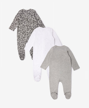 Gulliver Newborn jumpsuit, set 3 of pcs Gray for Unisex- Snow Leopard