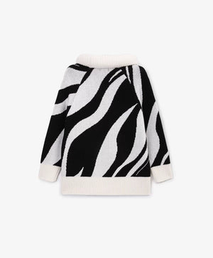 Gulliver Black & White Knitted Sweater with Oversized Collar
